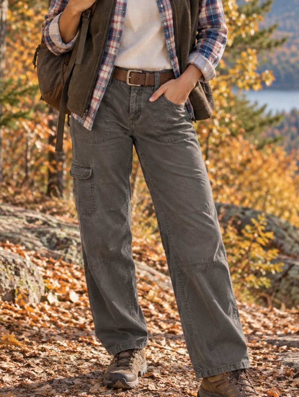 Vtg Magellan Cotton Gray Utility Cargo Outdoor Pants